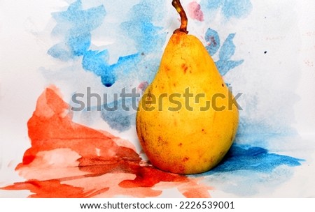 A pear stand on a watercolor background