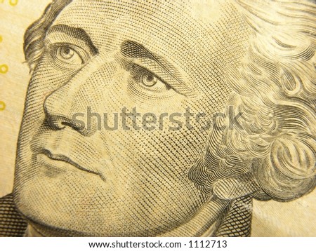 Hamilton Face on Ten dollar bill