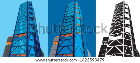 bbva bank corporate headquarters tower, sky-crapper building vector illustration