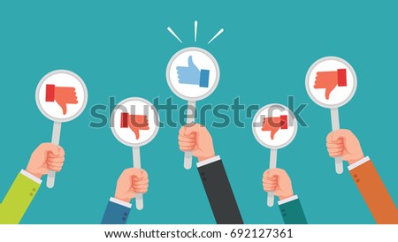 Hand of businessman with dislike or disagree feedback vector illustration