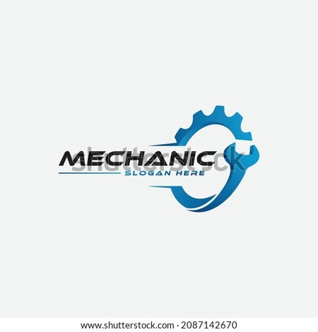 gear and wrench mechanic logo icon vector