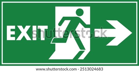 Emergency exit sign. Man running out fire exit. Running man and exit door sign. Escape help evacuation. Safety vector symbol.