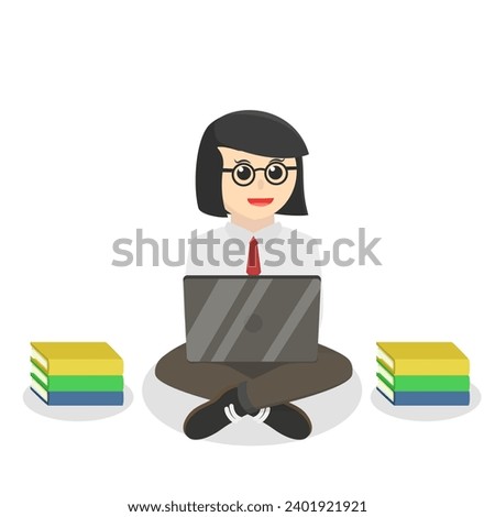 Businesswoman nerd office use laptop