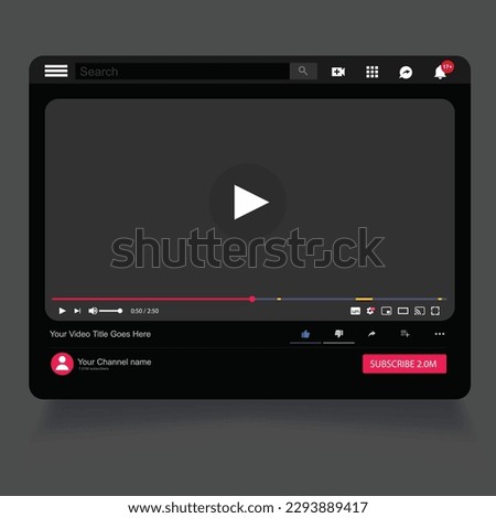 Youube Darkmode video player template, Live stream window,