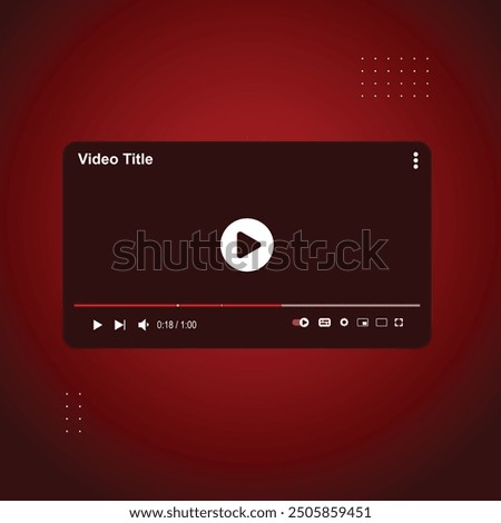 Youtuve video player mockup. web video frame template. channel video screen mockup. vector illustration