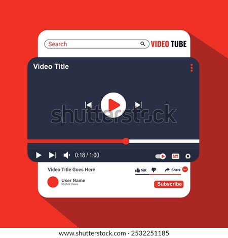 screen frame template on isolated red background.