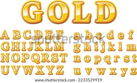 Glowing gold alphabet letters.
（capital letter・lower case letters）