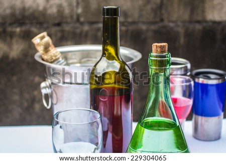 Drinks are on the table prepared in the party