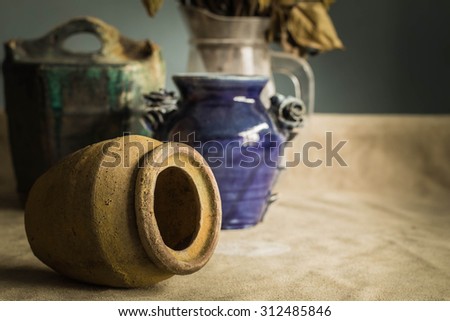 Porcelain jars and old age years.
