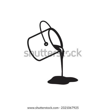 Paint bucket pouring vector logo, icon eps