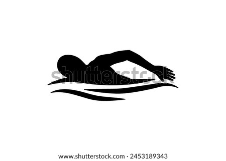 Simple swimming icon, swimming 
 person logo vector illustration for swimming sport.