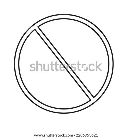 Empty circle ban symbol with no inner fill and no color Transparent with slash indicating prohibited concept. Stop prohibition sign made with empty lines