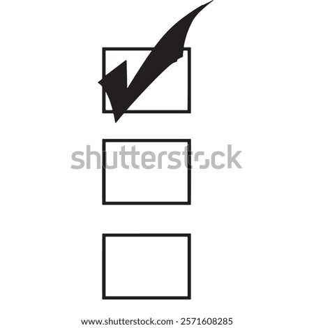 Multiple choice quiz symbol with one option marked. Check list with a option marked. Illustration