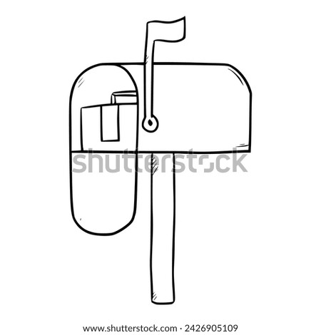 mailbox illustration hand drawn outline sketch vector	