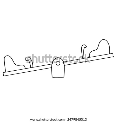 seesaw side view illustration hand drawn outline vector