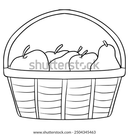 fruit basket illustration hand drawn outline vector