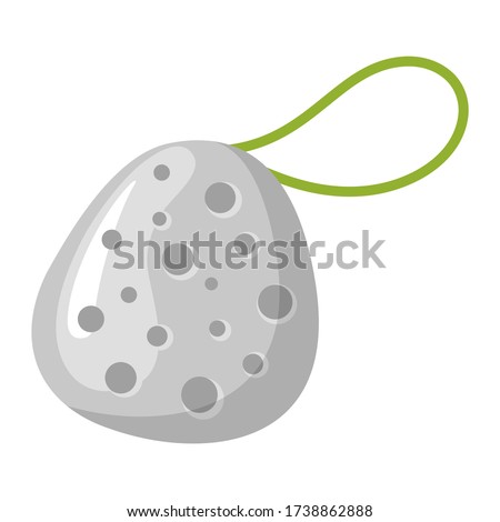 Pumice stone for feet cleaning, washing. Pedicure tool, exfoliant icon. Part of volcanic rock, abrasive material using for removing dry, excess skin of foot, calluses. Vector illustration on white. ストックフォト © 