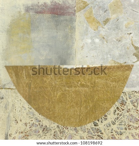 Simple abstract asian paper collage of a bowl.