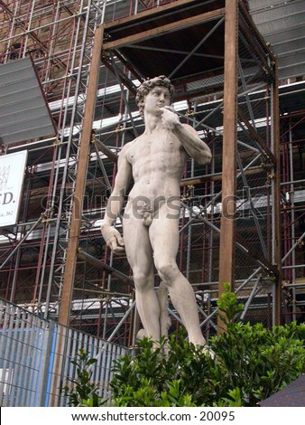 A replica of the Statue of David in Florence, Italy. The original is too valuable to display outdoor any longer.
