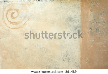 Background painted in neutral earth tones with a spiral.