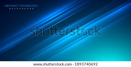 Technology futuristic background striped lines with light effect on blue background. Space for text. Vector illustration   