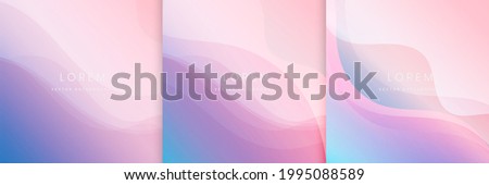 Set of abstract soft pink and light blue waves lines background. Modern concept. You can use for ad, poster, template, business presentation. Vector illustration