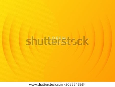 Abstract yellow and orange curve circle layer overlapping background.  Sound wave. You can use for ad, poster, template, business presentation. Vector illustration