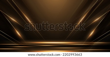 Elegant golden scene diagonal glowing with lighting effect sparkle on black background. Template premium award design. Vector illustration