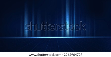 Abstract technology futuristic light blue stripe vertical lines light on dark blue background with line lighting effect. Vector illustration
