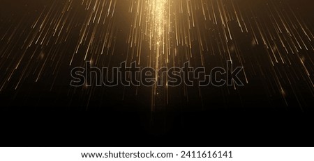 Abstract elegant gold glowing line with lighting effect sparkle on black background. Template premium award design. Vector illustration