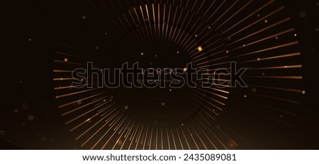 Abstract elegant golden circles lines on dark brown with dot lighting effect. Luxury template award design. Vector illutration 