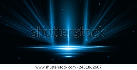 Abstract glowing blue diagonal lighting lines on dark  background with lighting effect and sparkle with copy space for text. Luxury design style. Vector illustration