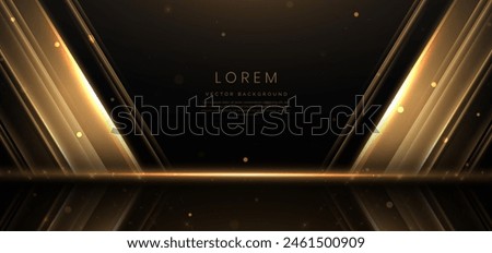 Elegant scene luxury golden lighting effect glowing on dark brown background and sparkle. Template premium award ceremony design. Vector illustration