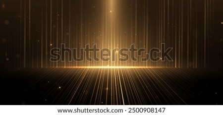 Abstract elegant gold glowing line with lighting effect sparkle on black background. Template premium award design. Vector illustration