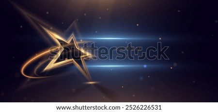 Star gold light on black background with lighting effect and sparkle. Luxury template celebration award design. Vector illustration