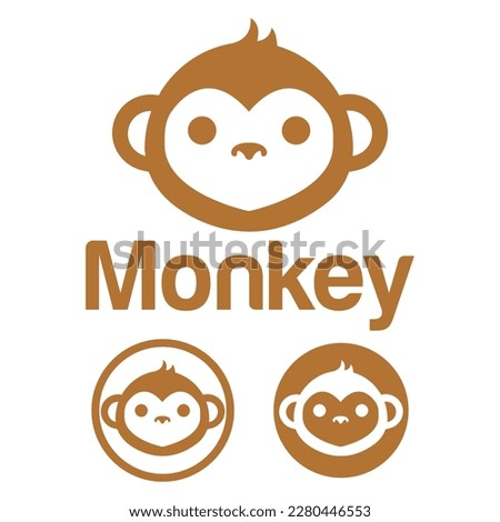 Cute Kawaii head monkey ape Mascot Cartoon Logo Design Icon Illustration Character vector art. for every category of business, company, brand like pet shop, product, label, team, badge, label