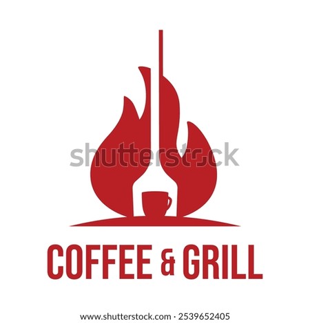 coffee and grill flat minimalist logo design