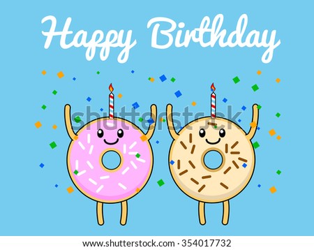 Donut Birthday Greeting Card Stock Vector Illustration 354017732 ...