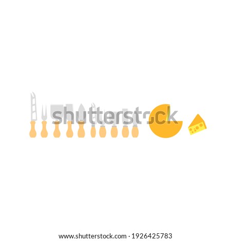 Simple Set of cheese knives Vector Line Icons. Contains such Icons as cheese knife, and more. Vector drawn illustration of Parmesan Knife and Tools in modern vector style. Isolated on white background