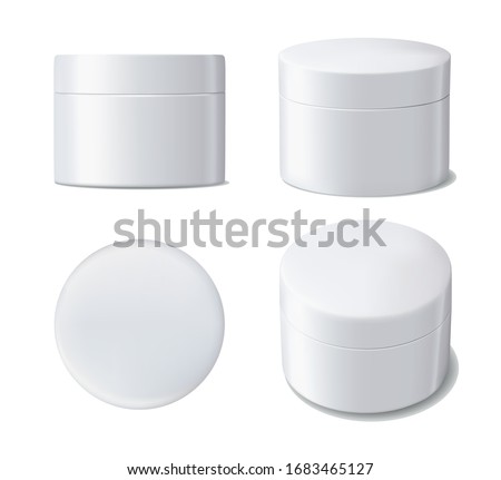 Vector illustration of realistic white plastic jar for cosmetics isolated on white background