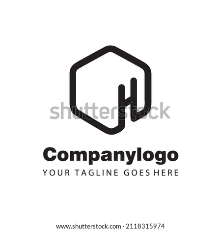letter h hexagon company logo template