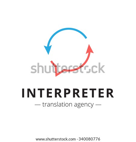 Vector creative translation agency logo. Brand sign