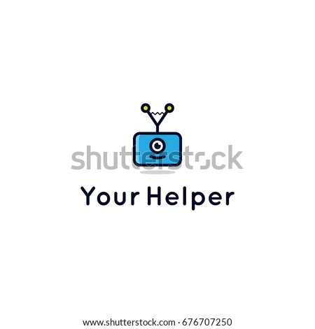 Robot assistant logo for consulting or help center. Vector mascot logo