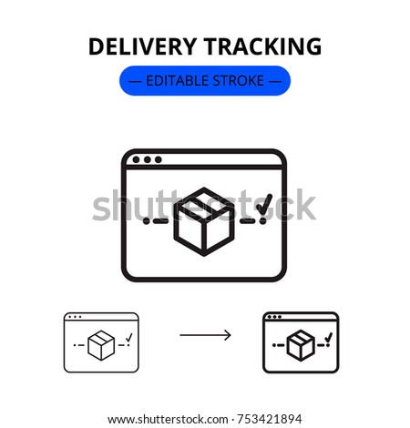 Delivery tracking icon with editable stroke