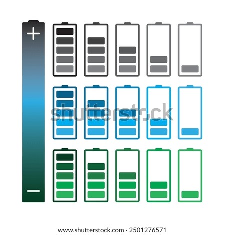 Battery 100% 80% 60% 40% and 20% with gradient color