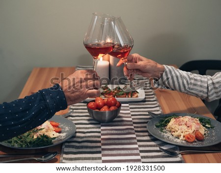 Similar – Image, Stock Photo Anonymous person eating toast with eggs and cheese