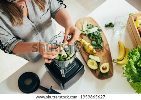 Similar – Foto Bild Gesunder grüner Smoothie im Glas auf schwarzem Stein