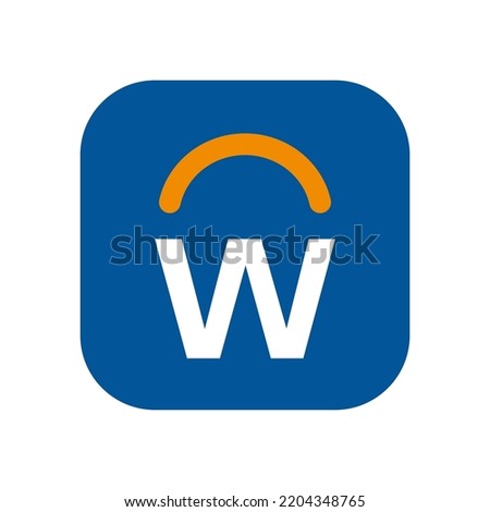 W letter icon. Workday app on a white background