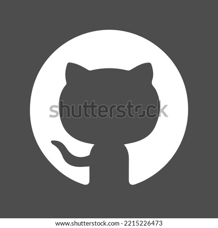 Cat icon in a flat style. GitHub logo symbol icon sign  on a white background. Vector illustration.