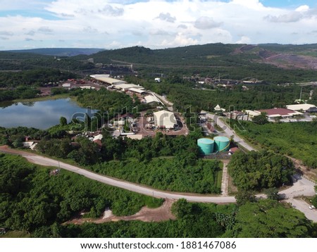 Aerial View Of PT KPC office complex. PT Kaltim Prima Coal is the largest coal producing company in Indonesia. Location: Sangatta, East Kutai, East Kalimantan, Indonesia Stockfoto © 